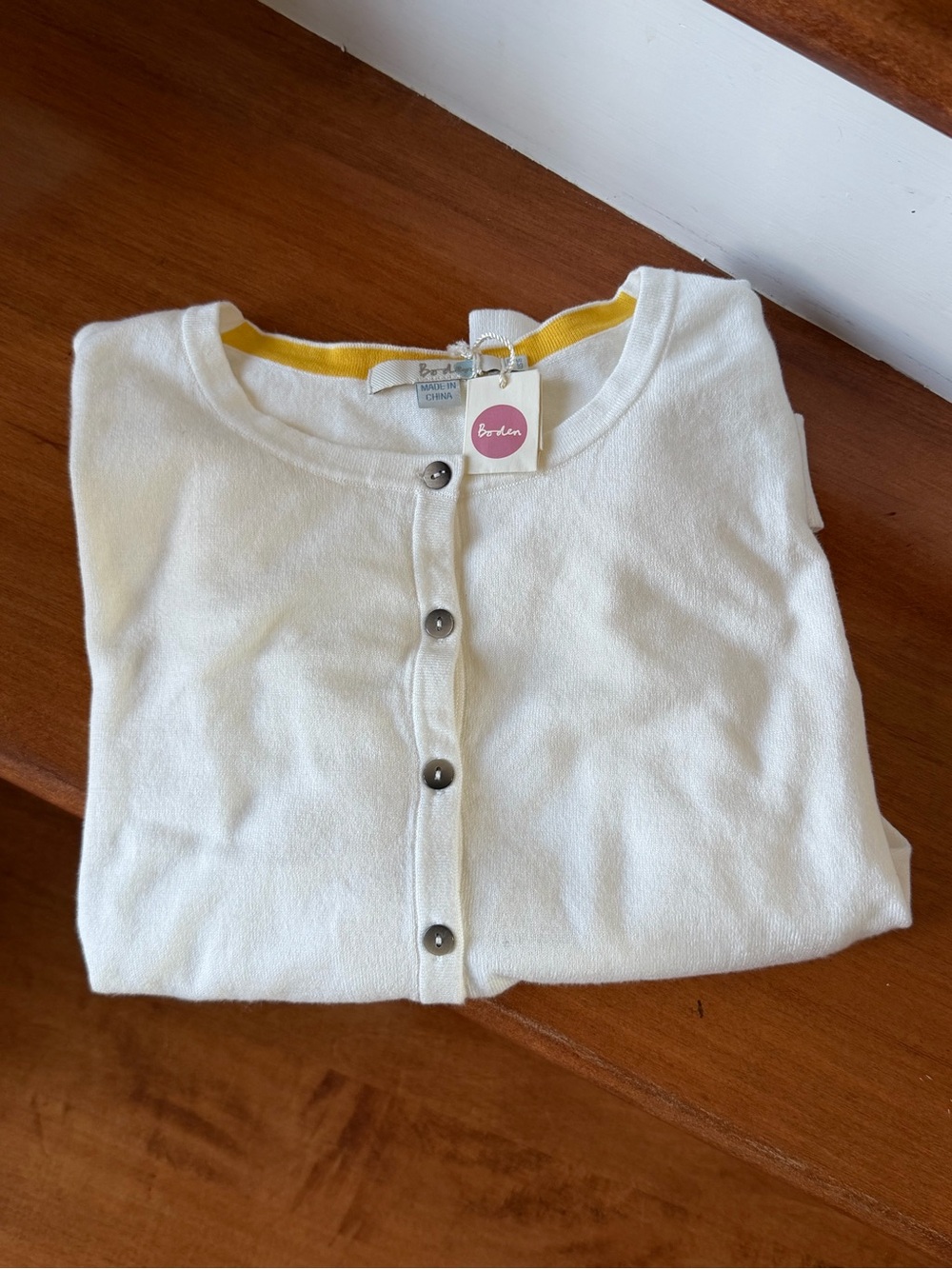 NWT Boden Classic White Cotton Blend Cardigan Sweater US 16